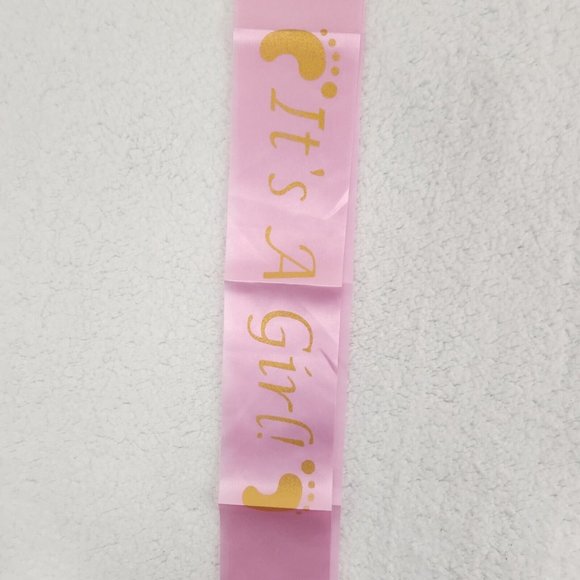 It's A Girl Maternity Sash Baby Shower Mother To Be Pink Gold - Picture 2 of 4